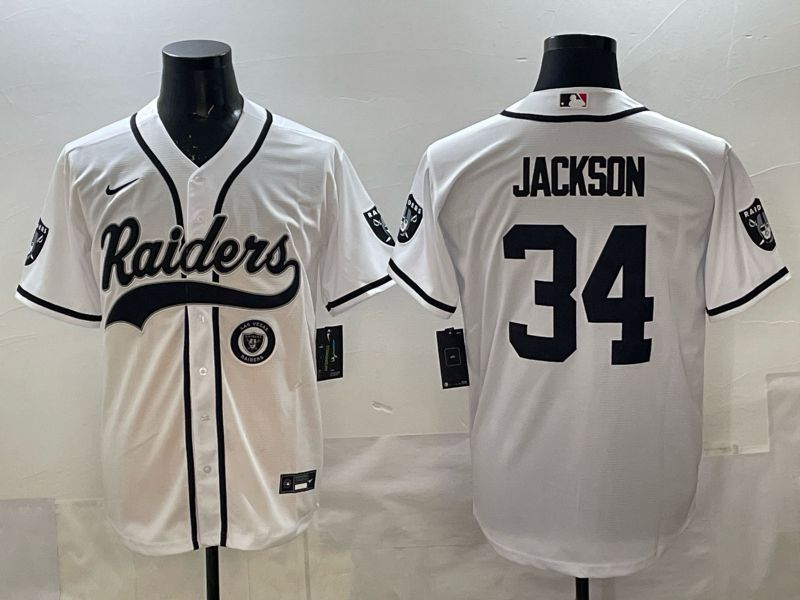 Men 2025 Oakland Raiders #34 Jackson white 3th generation Joint Name Nike Limited NFL Jersey style 08->oakland raiders->NFL Jersey